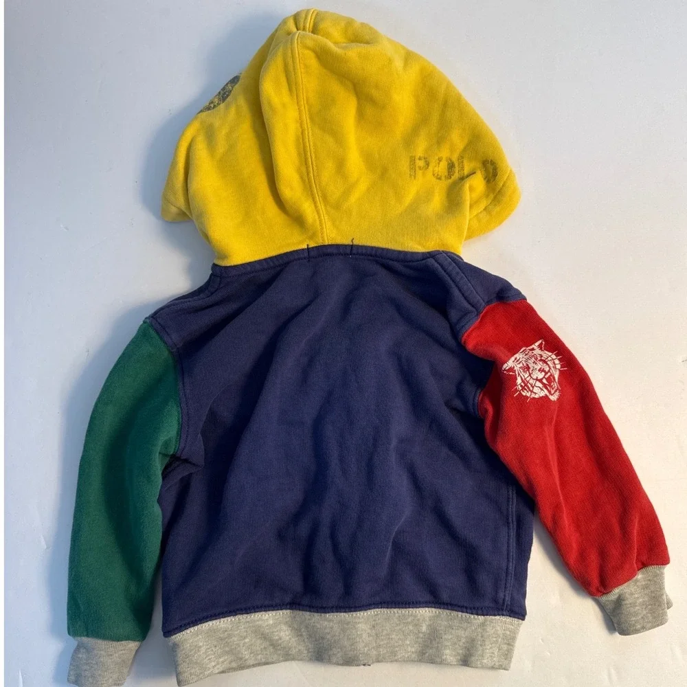 Polo Ralph Lauren Full Zip ColorBlock Hoodie Sweatshirt Denim Jeans Outfit 18m